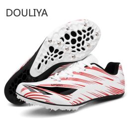 Boots DOULIYA Men Track and Field Shoes Men Spikes Running Sprint Sneakers Women Athletic Long Jump Sport Shoes Tracking Professional