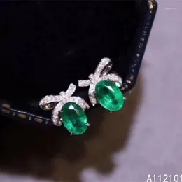 Stud Earrings KJJEAXCMY Fine Jewellery 925 Silver Natural Emerald Girl Classic Ear Support Test Chinese Style With Box