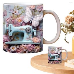 Mugs 3D Ceramic Sewing Mug Machine Funny 11oz Coffee Floral Pattern With Handle For Birthday Christmas Gifts