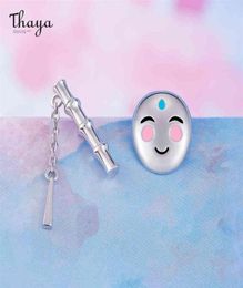 Thaya Women Earring No Face Man Silver Colour Earring stud Enamel Bamboo Ghibli Spirited Away Kawaii Jewellery Stud Cartoon Gift 21055497346