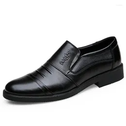 Casual Shoes Spring 2024 Men's Pointed Brown Black Wedding Oxford Dress Loafers Men Genuine Leather