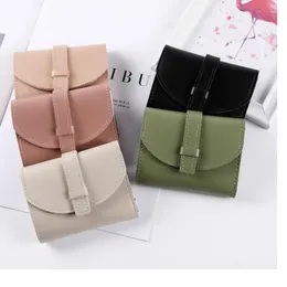 Wallets Women's Three- Folding Short Lovely Candy Colour Female Coin Purse Casual Pu Leather Card Holder Slim Gift Hasp Clutch