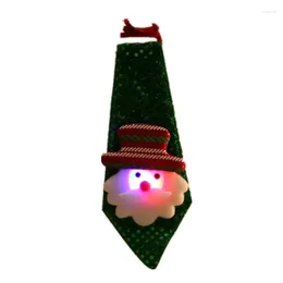 Party Decoration LED Flashing Glowing Christmas Tie Tree Novelty Necktie Red Santa Claus Snowman Elk Neck For Festival Gift