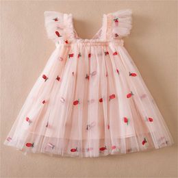 Girl's Dresses Baby Butterfly Dress with wings Cute Girl Embroidery Strberry Summer New in Dresses Newborn Tulle Clothes For Party Birthday