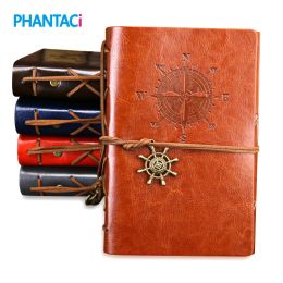 Notepads Retro Vintage Leather Cover Notebook Blank Diary Pirate Design Paper Note Book Replaceable Traveler Notepad Stationery Suppl