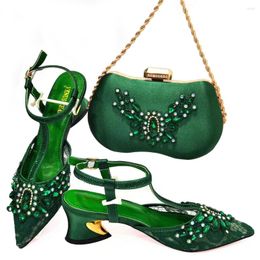 Dress Shoes Doershow High Quality African Style Ladies And Bags Set Latest Green Italian Bag For Party! HAQ1-18