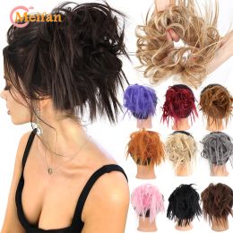 Chignon Chignon MEIFAN Synthetic Messy Fluffy Hair Bun Tousled Hairpiece Elastic Band Chignon Scrunchie Ponytail Hair Bow for women