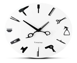 Barber Wall Clock Barber Equiment Tools Wall Clock Modern Design Shop Business Sign Watch Beauty Hair Salon303F1342902