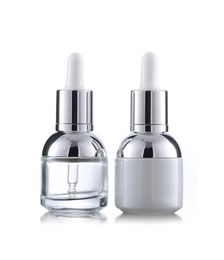 30ml Glass Serum Bottle Pearl White Transparent Cosmetic Essential Oil Packaging Dropper Bottles with Plastic Plug8711048
