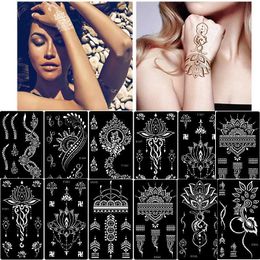 Tattoo Transfer Indian Henna Hollow Temporary Tattoo Stencil Sticker Body Face Arm Hand Painting Tattoo Templates Sticker Tattoo Stencil Sticker 240426