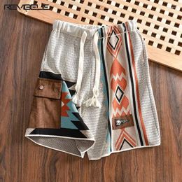 Men's Pants American Vintage Shorts Knitted Color-blocked Short Trousers Summer Casual Loose Beach Thin Breathable