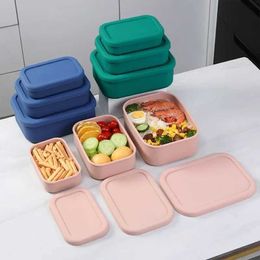 Bento Boxes Silicone bento box accessories adult lunch container food storage with lid school work travel Q240427