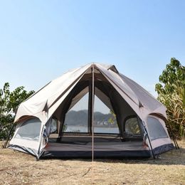 Fully Automatic Hexagonal Mushroom Outdoor Camping Tent Family Sunscreen Rainproof Picnic BBQ Slef-driving Pergola 3-6Persons 240422