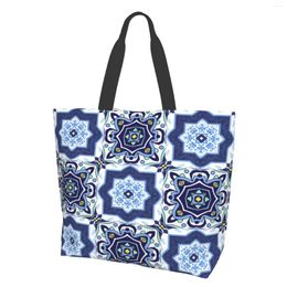 Shopping Bags Ethnic Pattern Tote Bag Women Casual Shoulder Handbag Reusable Multipurpose Heavy Duty Grocery For Outdoors