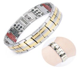 Men Gold Bracelet Popular Drop Bangles Wrist Charm Germanium Magnetic Health H Power Titanium Bracelet Jewelry4174687