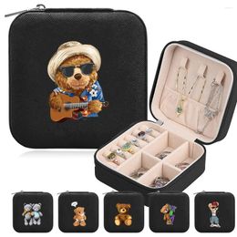 Cosmetic Bags Jewelry Storage Box Desktop Drawer Necklace Ring Seat With Zipper Bracelet Earrings Bear Pattern Series