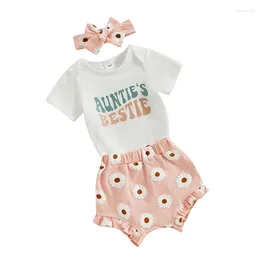 Clothing Sets Born Baby Girl Summer Clothes Mama Is My Ie Ruffle Short Sleeve Romper Shorts Headband 3Pcs Outfits