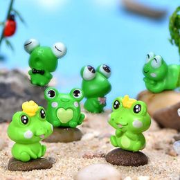 6pc Cute Frog Animal Miniature Fairy Garden Ornament DIY Glass Decor Small Stuff Figurine Statue Model Craft Home Decoration 240427