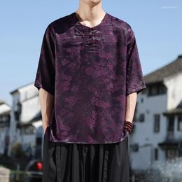 Men's Casual Shirts 2024 Summer Chinese Style Shirt Short Sleeve Hawaiian Oversized Tops Clothes Streetwear High Quality Luxury Clothing