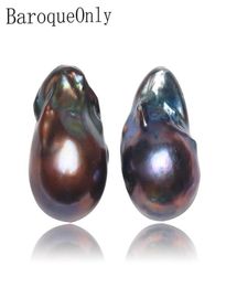 Baroqueonly large size natural freshwater black Baroque pearl earrings 925 sterling silver personalized gift EQB 2106246039909