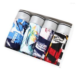 Underpants 4 Boxed Mens Antibacterial Breathable And Seamless Ice Silk Boxer Underwear Boxers Men Pants Colourful