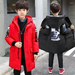 Down Coat Children Thick Cotton Mid-length 2024 Winter Style Big Boy Padded Jacket Korean-style BOY'S Western