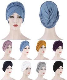 BeanieSkull Caps 1PC Muslim Dress Turban Hat Western Style Baotou Cap Elegant Beautiful Solid Color Hats Hair Accessories For Wom4379379