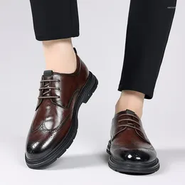 Dress Shoes Men's Shoe Brand: Brogue Casual Leather Business Office Soft And Breathable Flats Slip-on Driving