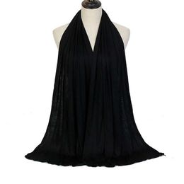 Bandanas Durag Womens Scarves Szaliki Solidny kolor Instant Head Scarves Faulard Femme modalna bawełniana koszulka islamska chusta na głowę owinęła się wokół szalików 240426
