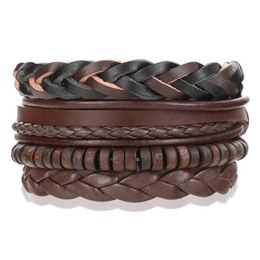 Beaded New 3/4 piece 1 set of fashionable woven multi-layer leather bracelets for mens fashion Jewellery bead womens Pulsera