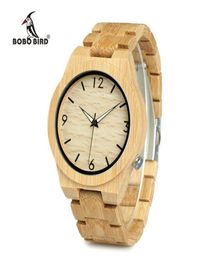 2018 BOBO BIRD WD27 Bamboo Wooden Watch for Men Unique Lug Design Top Brand Luxury Quartz Wood Band Night Green Pointer Wrist Watc1725756