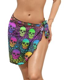 Cover-up Rainbow Coloured Skull Stars Women Short Sarongs Swimsuit Coverups Beach Bikini Wrap Sheer Skirt Chiffon Scarf Cover Ups Swimwear