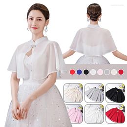 Scarves Sun Protection Wraps Scarf Chiffon Sunscreen Shawl For Women Wedding Dress Rhinestone Buckle Summer Short Cape Blouse Cloak