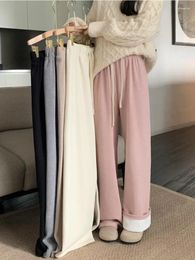 Women's Pants 5Colors 2024 Autumn Winter Korean Style High Elastic Waist Long Trousers Female Casual Thick Warm (JA287)