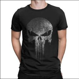 Men's T-Shirts Latest Mens Fun Skull Print Hip Hop Fitness Street Clothing Pure Cotton Harajuku High Quality T-shirt Short Sleeve J240426