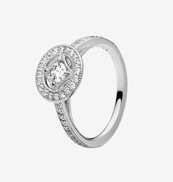 925 Sterling Silver Vintage Circle Ring Wedding Gift for Rose gold plated CZ diamond Rings with Original box for Women Girls7801731