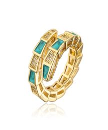 Personality Design 4 Color Enameled Snake Shape Ring Gold Plated Bohemian Style Adjustable Rings Jewelry8391956