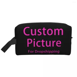 Storage Bags Personalised Custom Po Logo Makeup Bag For Women Travel Cosmetic Organiser Cute Customised DIY Print Toiletry