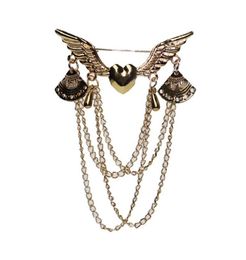 2020 designer brooch Love Wings brooch with tassel Jewellery retro multilayer chain collar pin button set clothing accessories jewe2723872