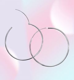 BAMOER Platinum Plated Big Hoop Earrings for Women 925 Sterling Silver Jewelry Female Fashion Women Earrings 30mm 40mm 50mm Facto27462092