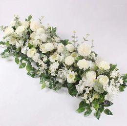 Decorative Flowers 100cm Wedding Flower Wall Decoration Rose Artificial Floral Row Party Supplies Table Accessories Home Interior Decor