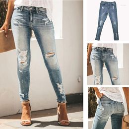 Women's Jeans Ladies Fashion Slim Denim Pencil Street Pants High Waist