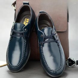 Casual Shoes Winter Lace-up Leather Men Office Business Dress Flat Loafers Black Oxford Breathable Formal Wedding