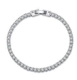 Luxury White Gold Silver Colour S925 Bracelet on Hand 3MM CZ Tennis Bracelet Bangle for Women Wedding Fashion Jewellery SL0163762247