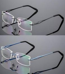 Fashion Sunglasses Frames Luxury Diamond Putted Rimless Eyeglass Myopia Rx Able Memory Titanium Glasses Spectacles5927394