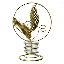 Candle Holders Tea Light Iron Holder Romantic Stand With Leaf Design Art Supplies Household Decors For Cafe Living Room