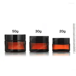 Storage Bottles High Quality 100 X 30g Amber Glass Jars 30ml Cream Skin Care Dark Cosmetic Containers