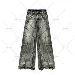 Men's Jeans Y2k Street Clothing Punk Hip Hop West Coast Workwear Tear Rap Style Loose Wash Plus Size Mens Mop Pants Q240427