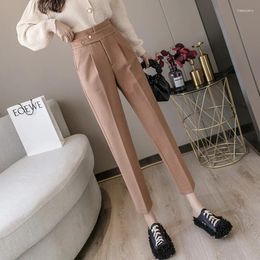 Women's Pants Real S Woollen Autumn And Winter High Waist Ankle-Length Slim-Fit 2024 Straight Cigarette Thicke