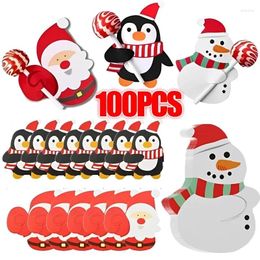 Party Decoration Christmas Lollipop Paper Cards Holder Santa Claus Snowman Kids Candy Gifts Wrapping Year Supplies